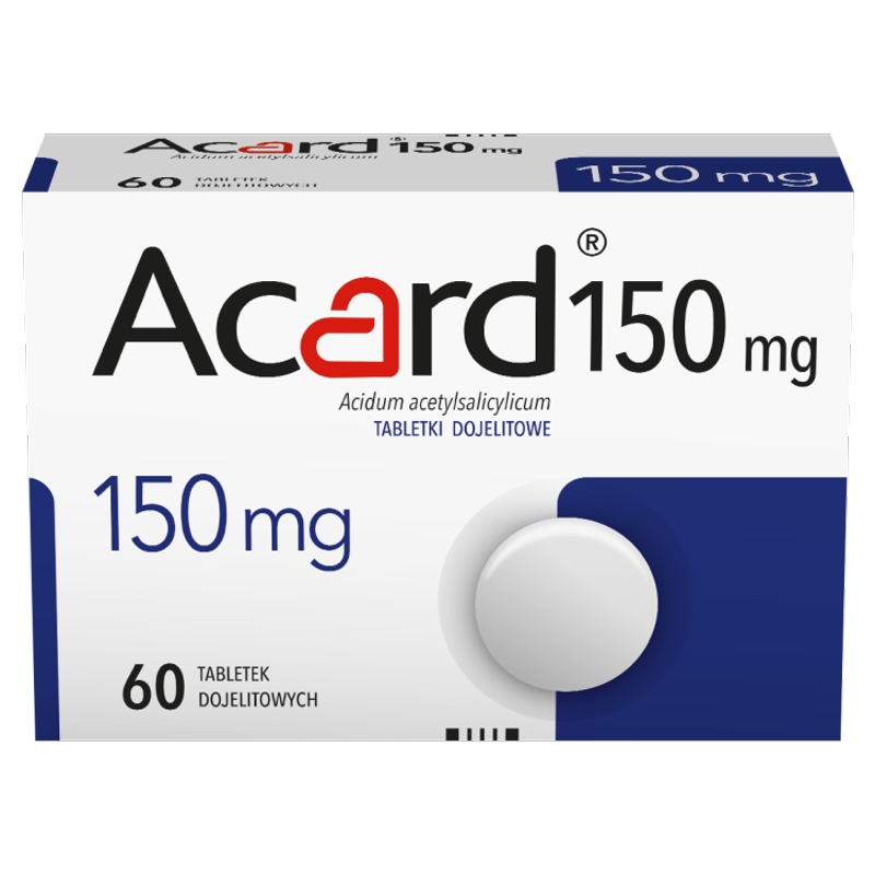 Acard 150 mg, tabletki dojelitowe stosowne w chorobach niedokrwiennych serca, 60 szt.