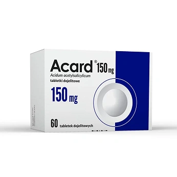 Acard 150 mg, tabletki dojelitowe stosowne w chorobach niedokrwiennych serca, 60 szt.