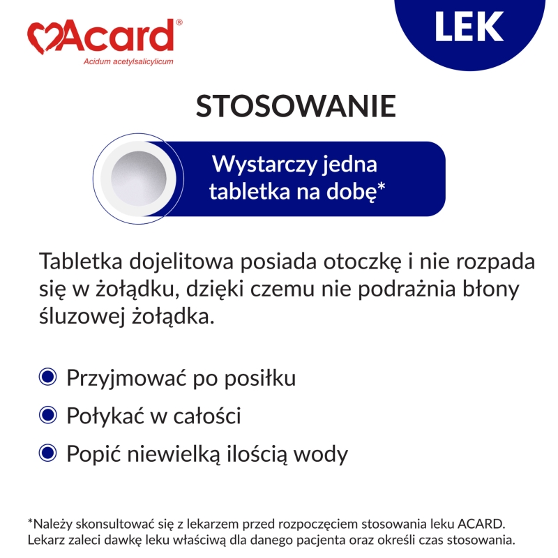 Acard 150 mg, tabletki dojelitowe stosowne w chorobach niedokrwiennych serca, 60 szt.