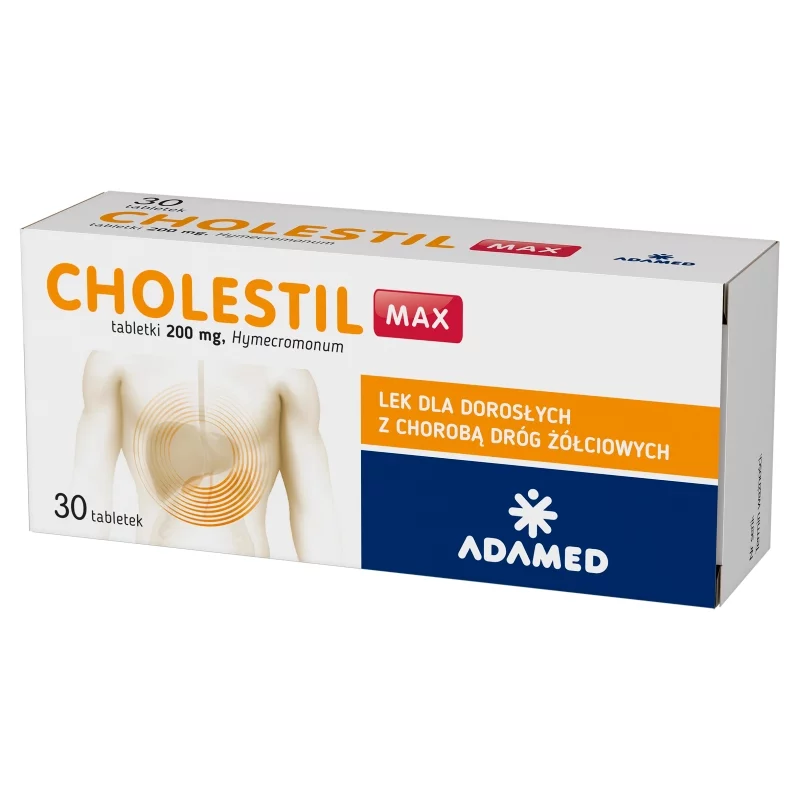 Cholestil Max, tabletki rozkurczowe, zwiększające wydzielanie żółci do trawienia tłuszczy i przyspieszające jej wydalanie, 30 szt.