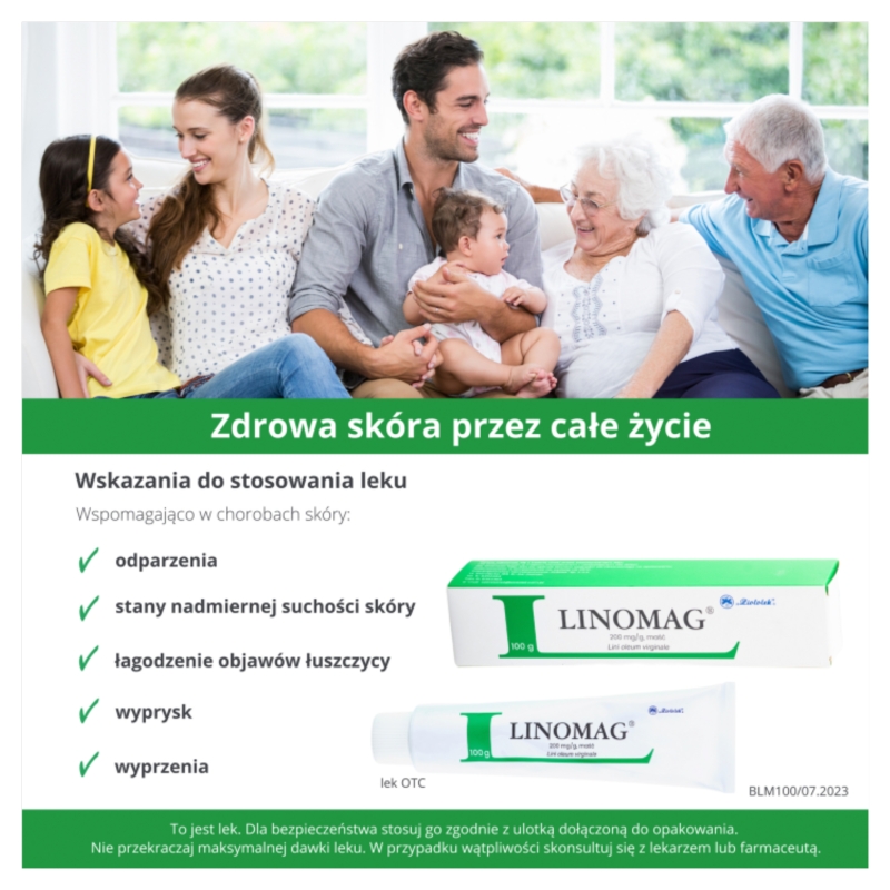 Linomag, maść na nadmierną suchość skóry wypryski odparzenia i łuszczycę, tuba 100 g