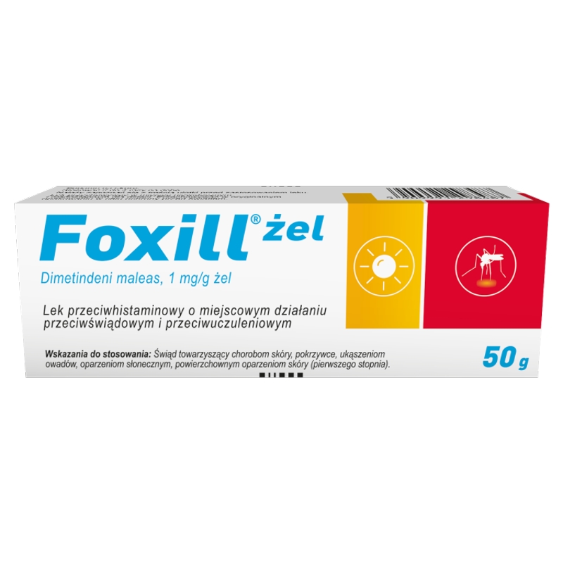 Foxill, żel przeciwhistaminowy o działaniu przeciwświądowym i przeciwuczuleniowym, 50 g
