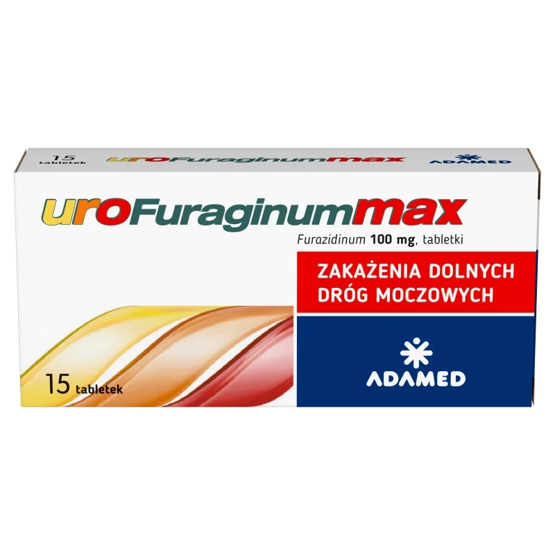 uroFuraginum Max, tabletki na zakażenie dolnych dróg moczowych, 15 szt.