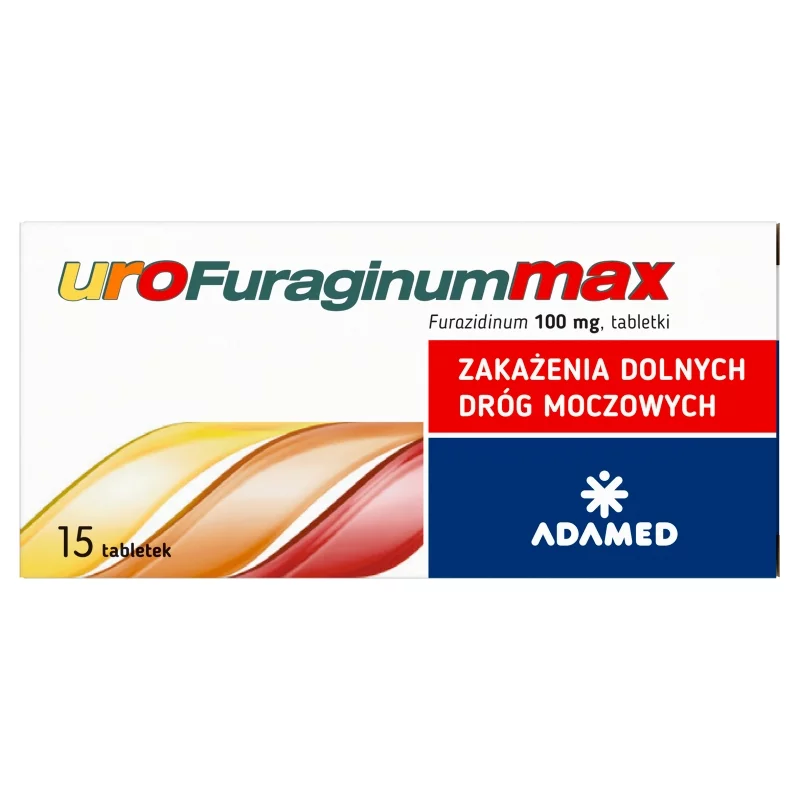 uroFuraginum Max, tabletki na zakażenie dolnych dróg moczowych, 15 szt.