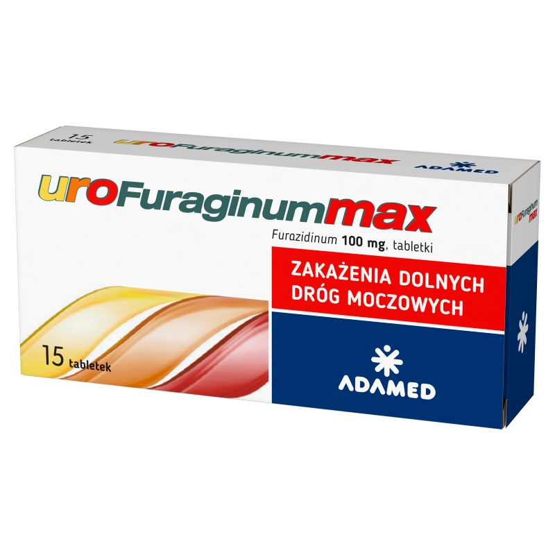 uroFuraginum Max, tabletki na zakażenie dolnych dróg moczowych, 15 szt.