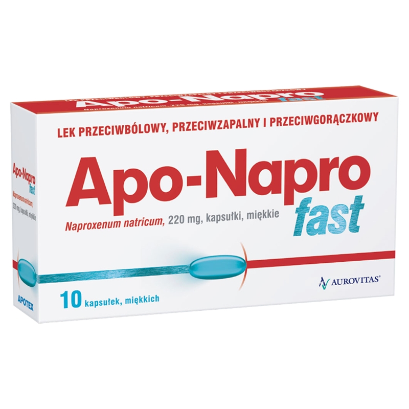 Apo-Napro Fast kapsułki przeciwbólowe przeciwgorączkowe i przeciwzapalne, 10 szt.