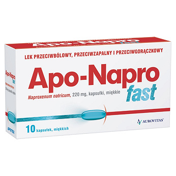 Apo-Napro Fast, kapsułki przeciwbólowe przeciwgorączkowe i przeciwzapalne, 10 szt.