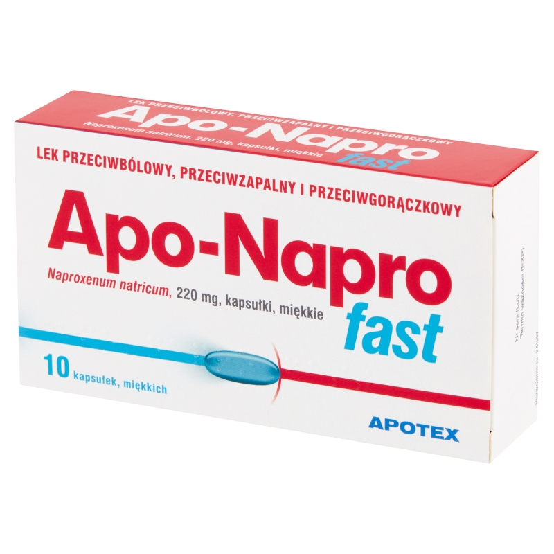 Apo-Napro Fast, kapsułki przeciwbólowe przeciwgorączkowe i przeciwzapalne, 10 szt.
