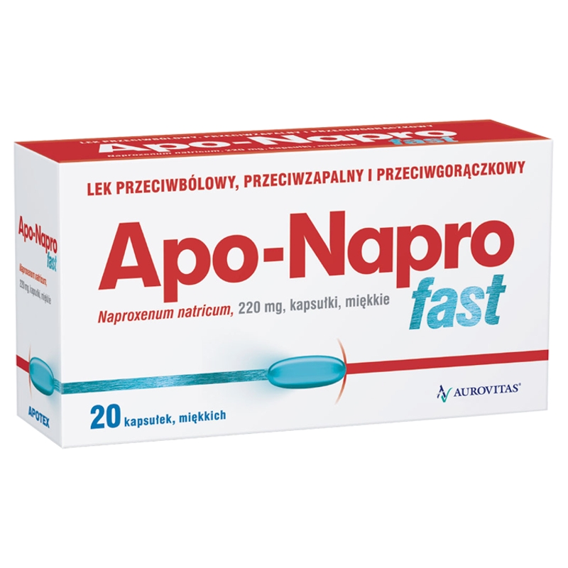 Apo-Napro Fast kapsułki przeciwbólowe, przeciwzapalne i przeciwgorączkowe, 20 szt.