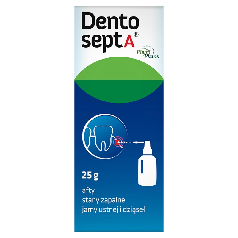 Dentosept A płyn na stany zapalne jamy ustnej, dziąseł, afty, butelka z aplikatorem 25 g