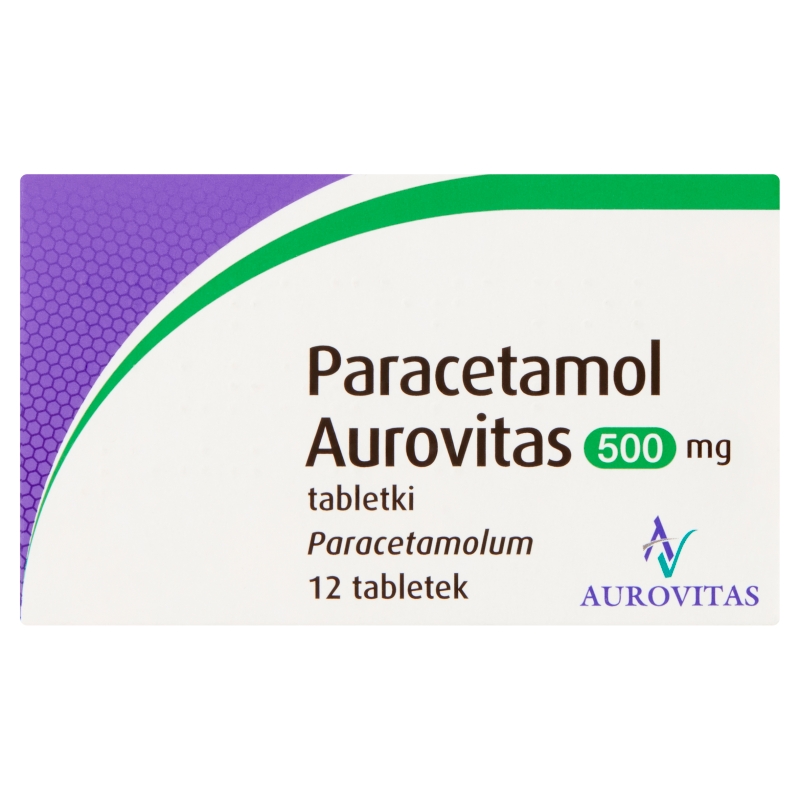 Paracetamol Aurovitas tabletki przeciwbólowe i przeciwgorączkowe, 12 szt.