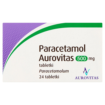 Paracetamol Aurovitas 500 mg, tabletki przeciwbólowe i przeciwgorączkowe, 24 szt.