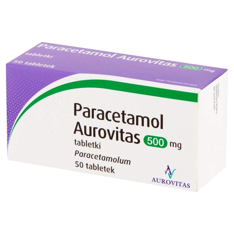 Paracetamol Aurovitas, tabletki o działaniu przeciwbólowym i przeciwgorączkowym, 50 szt.
