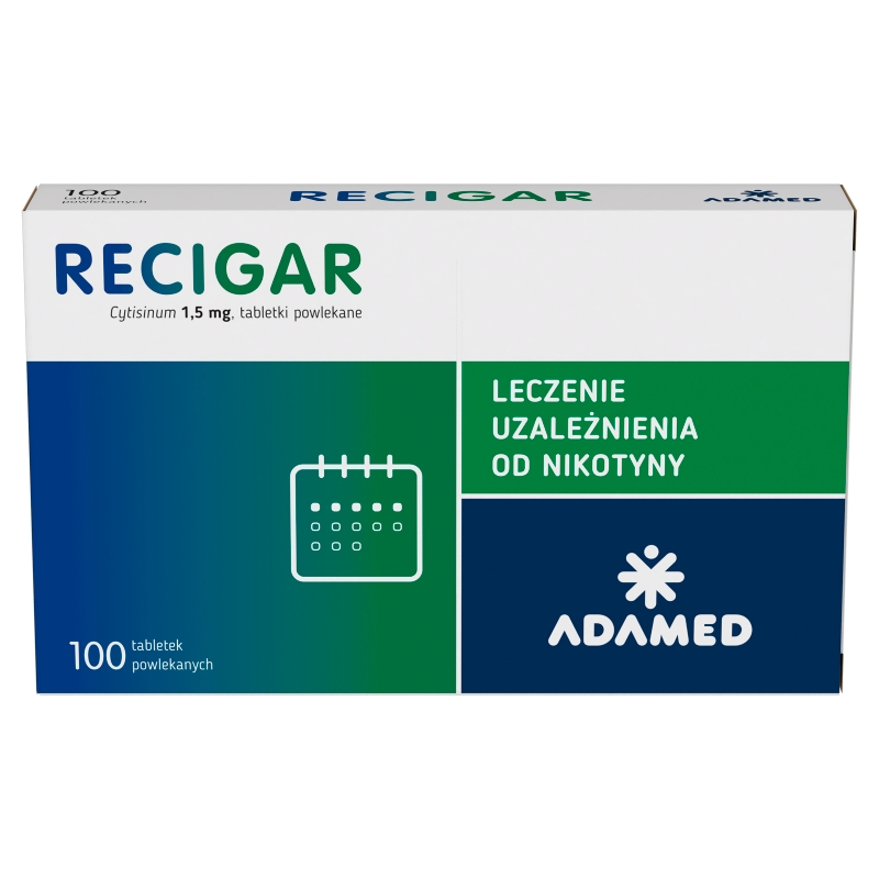 Recigar, tabletki powlekane wspomagające leczenie uzależnienia od nikotyny, 100 szt.