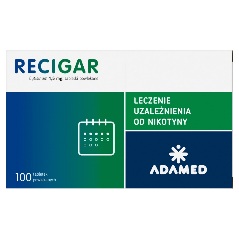 Recigar, tabletki powlekane wspomagające leczenie uzależnienia od nikotyny, 100 szt.
