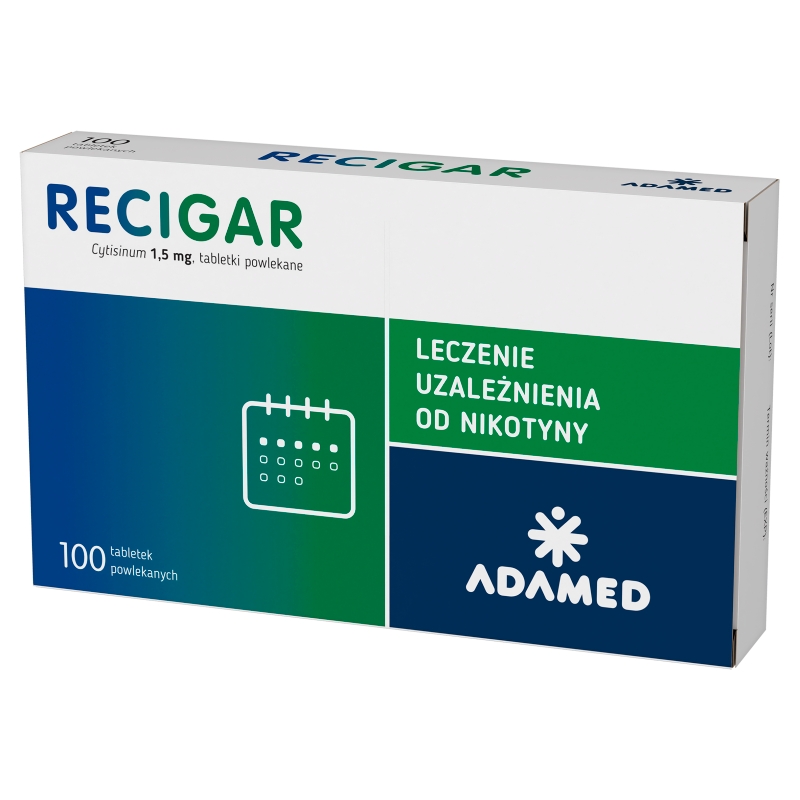 Recigar, tabletki powlekane wspomagające leczenie uzależnienia od nikotyny, 100 szt.