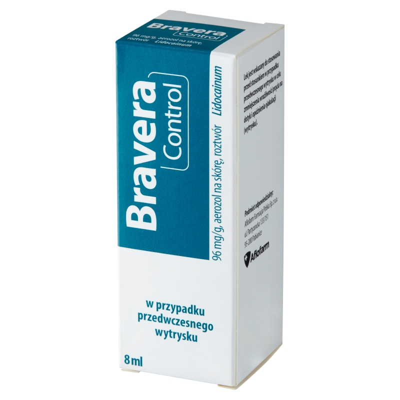 Bravera Control, aerozol na skórę zmniejszający wrażliwość członka na dotyk, butelka 8 ml