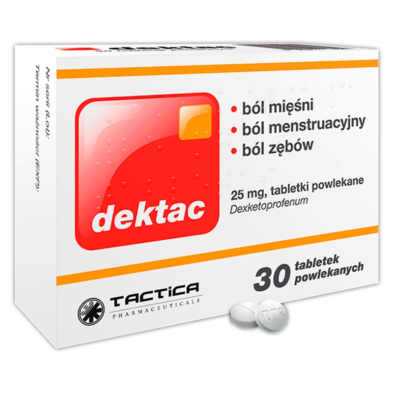 Dektac, tabletki powlekane o działaniu przeciwbólowym, 30 szt.