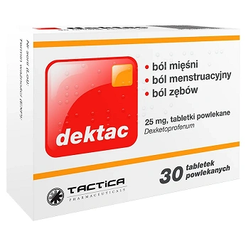 Dektac, tabletki powlekane o działaniu przeciwbólowym, 30 szt.