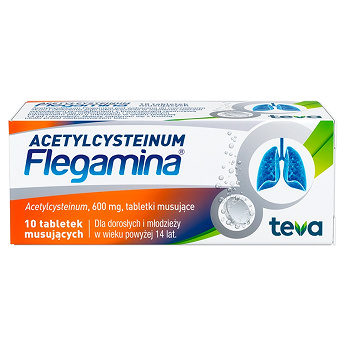 Acetylcysteinum Flegamina , tabletki ułatwiające odkrztuszanie, 10 szt.