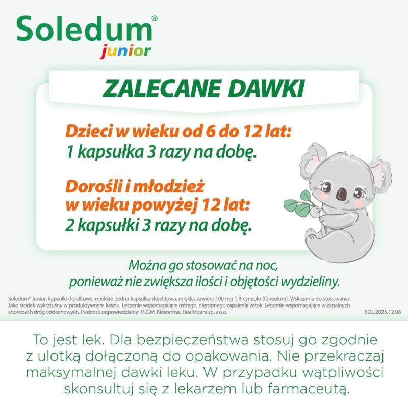 Soledum Junior 100 mg, 20 kapsułek