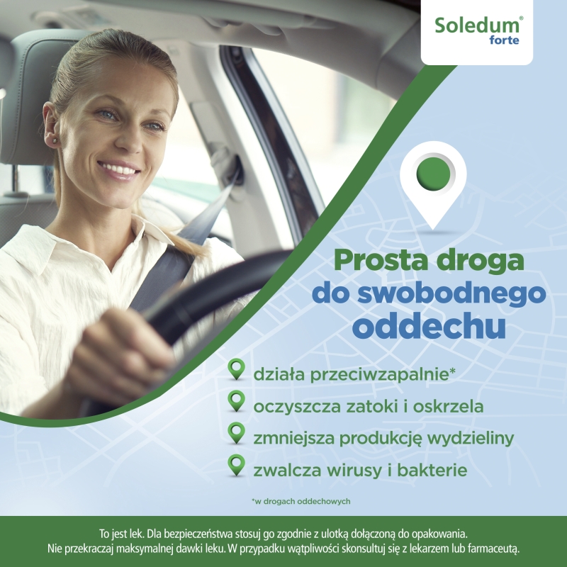 Soledum forte , kapsułki wspomagające w kaszlu i leczeniu zapalenia zatok, 20 szt.