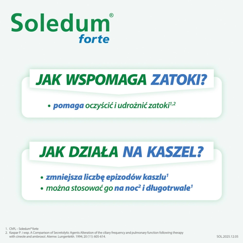 Soledum forte , kapsułki wspomagające w kaszlu i leczeniu zapalenia zatok, 20 szt.
