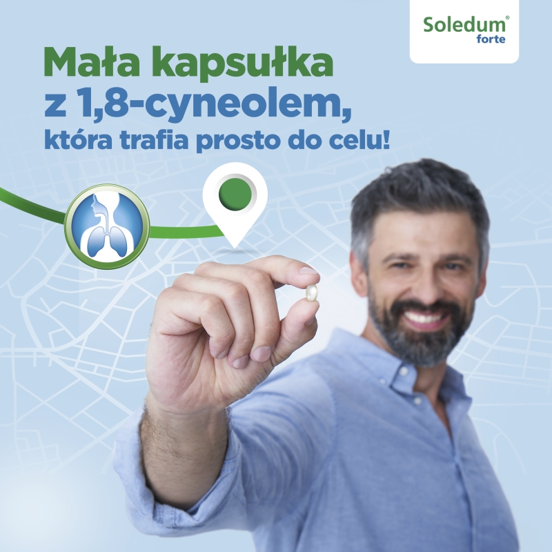 Soledum forte , kapsułki wspomagające w kaszlu i leczeniu zapalenia zatok, 20 szt.