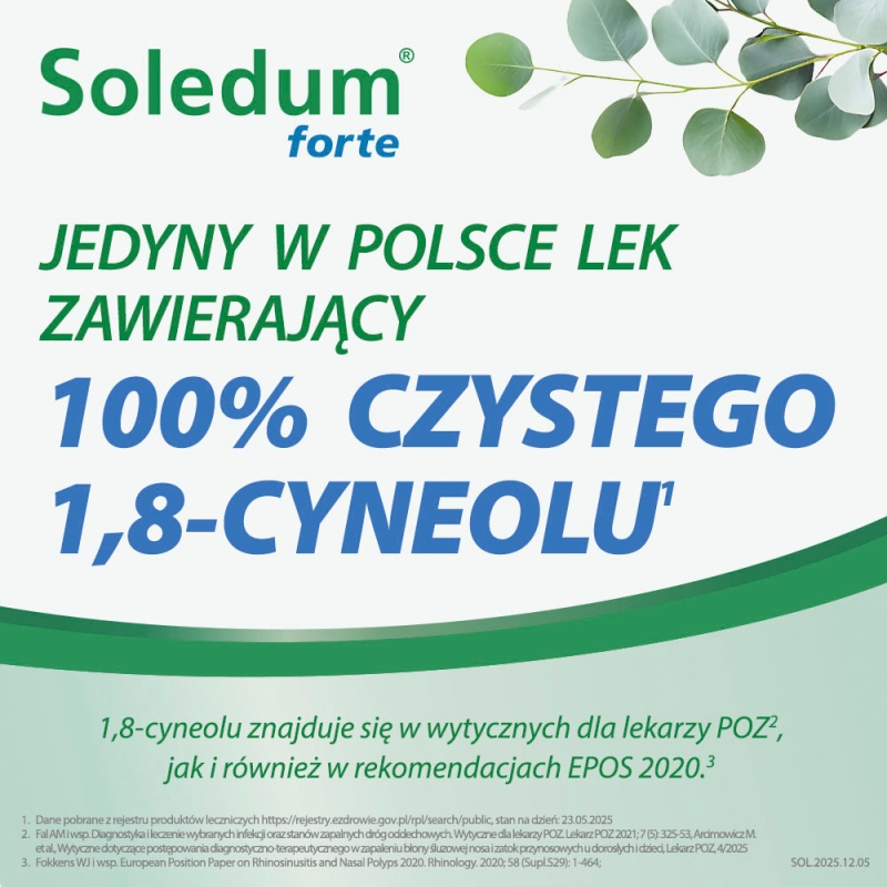 Soledum forte , kapsułki wspomagające w kaszlu i leczeniu zapalenia zatok, 20 szt.