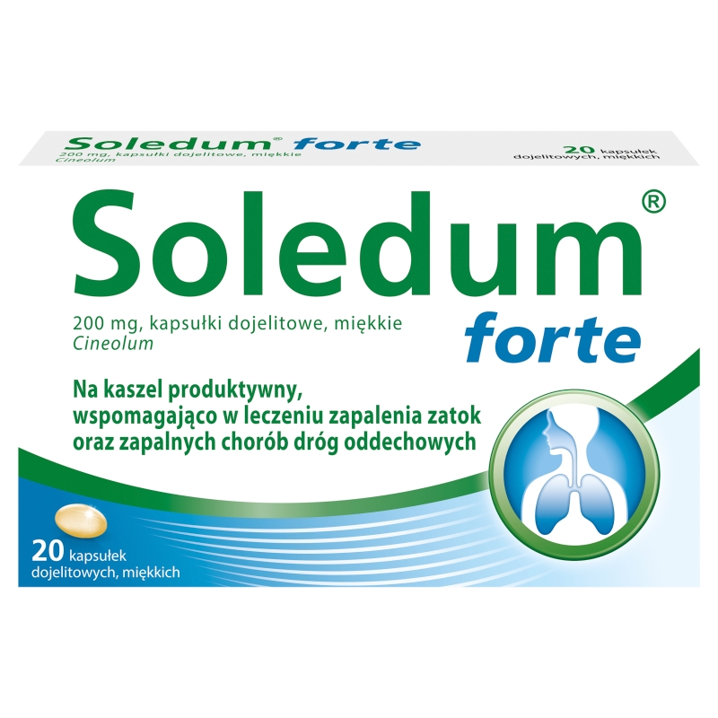 Soledum forte , kapsułki wspomagające w kaszlu i leczeniu zapalenia zatok, 20 szt.