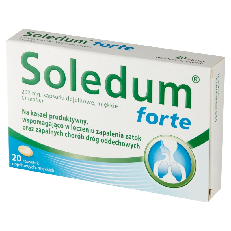 Soledum forte , kapsułki wspomagające w kaszlu i leczeniu zapalenia zatok, 20 szt.