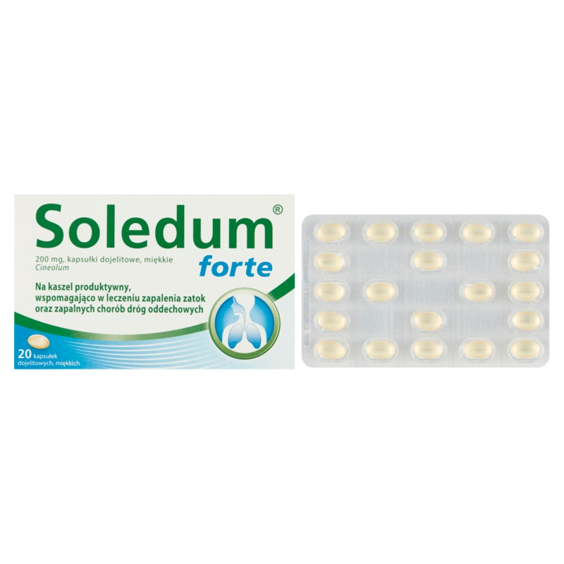 Soledum forte , kapsułki wspomagające w kaszlu i leczeniu zapalenia zatok, 20 szt.