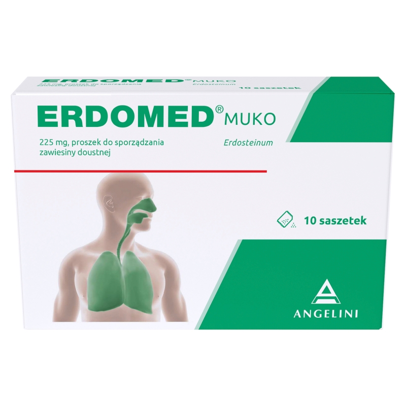 Erdomed Muko, proszek na stany zapalne dróg oddechowych, 10 sasz.