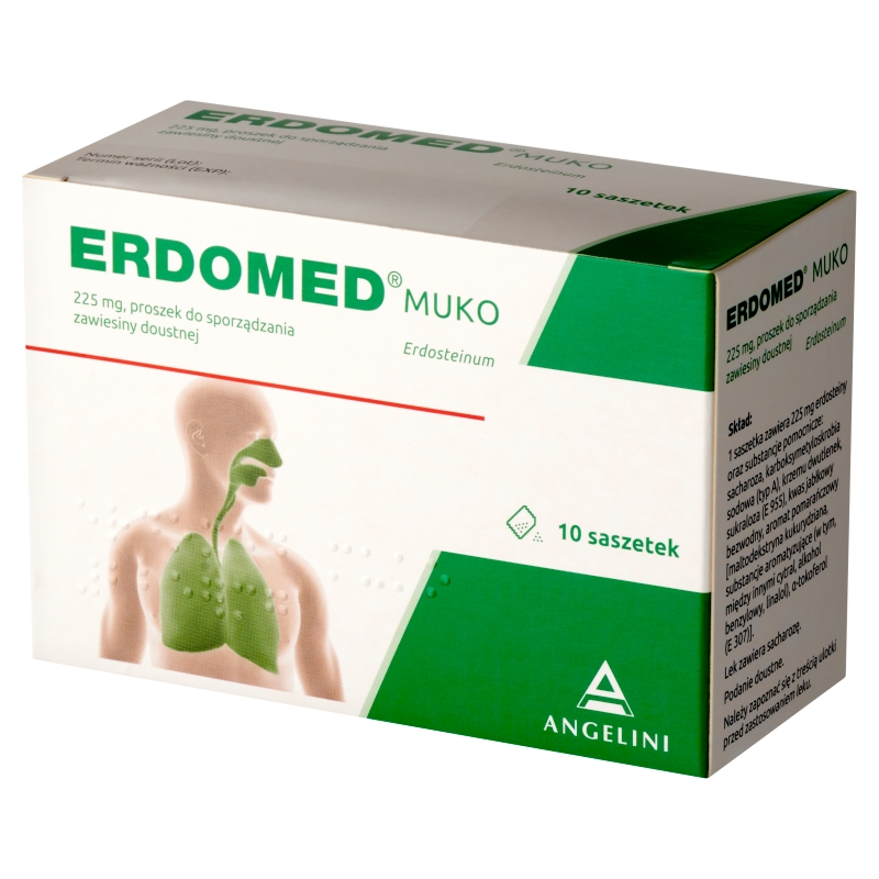 Erdomed Muko, proszek na stany zapalne dróg oddechowych, 10 sasz.