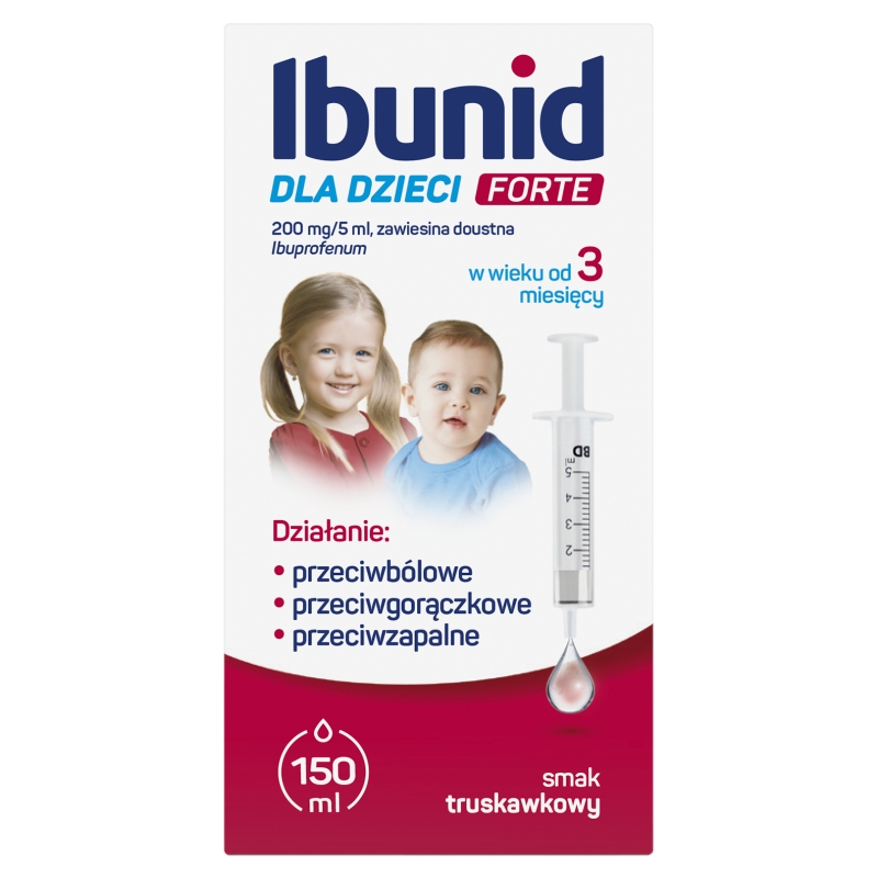 Ibunid Forte 200 mg/5ml  zawiesina doustna, smak truskawkowy 150 ml