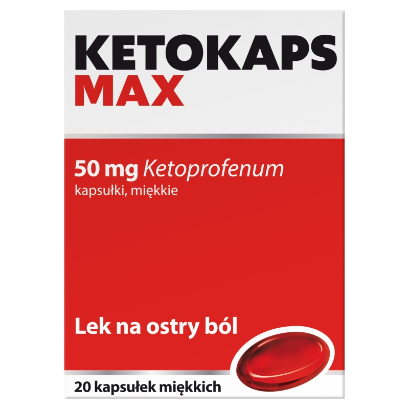 Ketokaps Max 50 mg kapsułki miękkie o działaniu przeciwbólowym, 20 szt.
