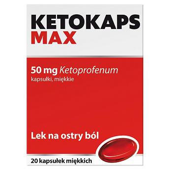 Ketokaps Max 50 mg, kapsułki miękkie o działaniu przeciwbólowym, 20 szt.