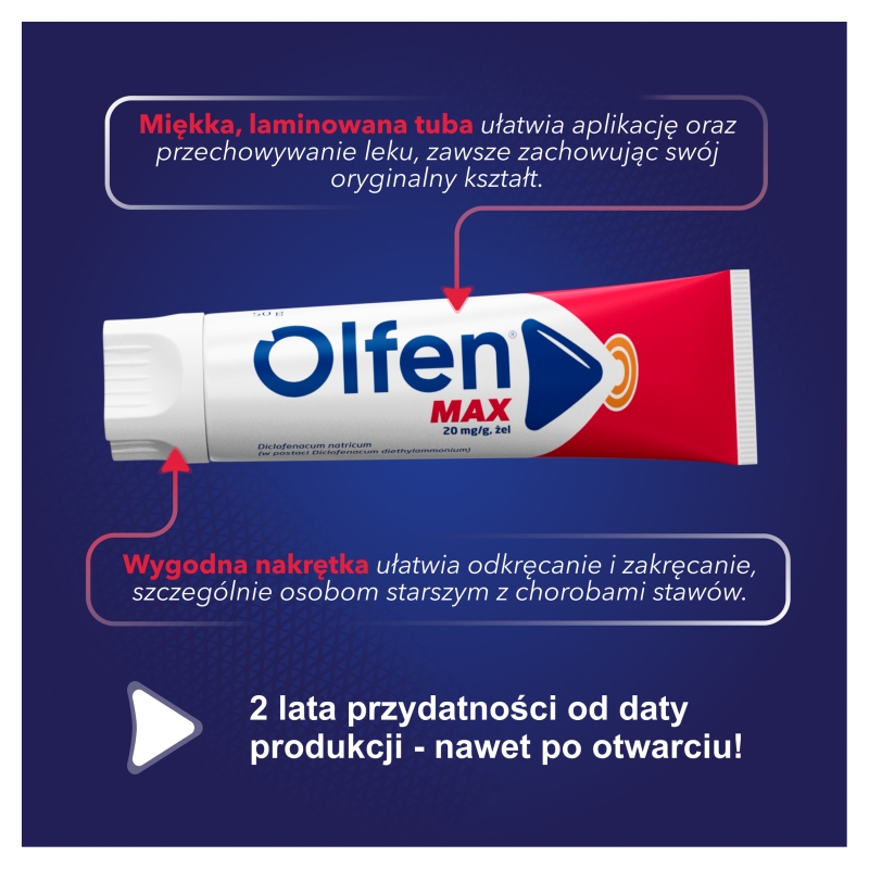 Olfen MAX, żel przeciwbólowy ma mięśnie i stawy, 100 g