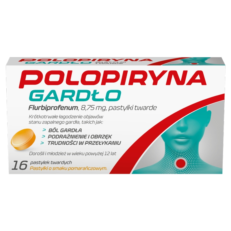 Polopiryna Gardło, pastylki na ból gardła o smaku pomarańczowym, 16 szt.