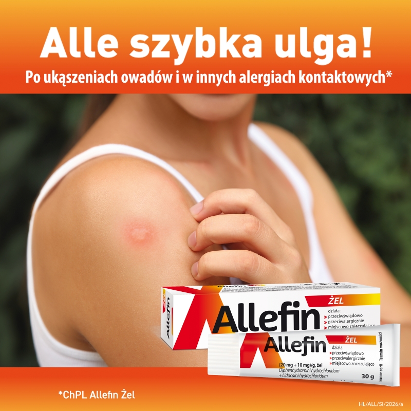 Allefin (20 mg+10 mg)/g, żel na ukąszenia owadów, 30 g