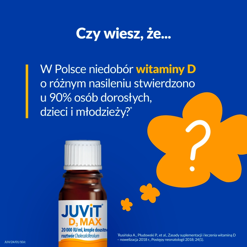 Juvit D3 Max 20 000 j.m., krople z witaminą D3 dla dzieci, 10 ml