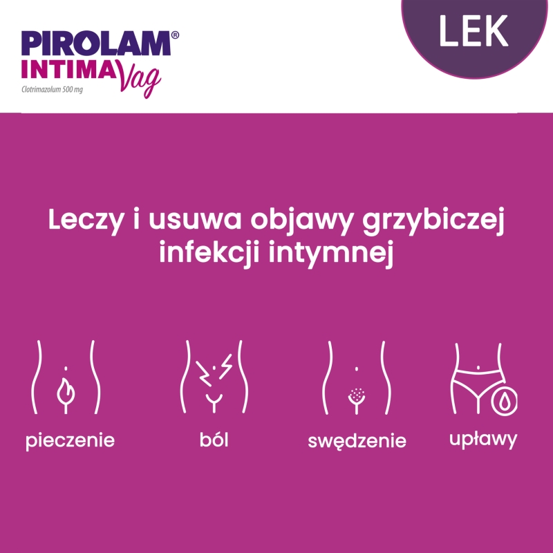 Pirolam Intima Vag 500 mg, tabletki dopochwowe na objawy zakażenia grzybiczego, 1 szt.