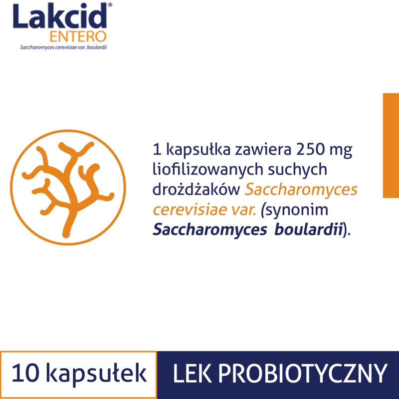 Lakcid ENTERO , kapsułki twarde na objawy biegunek różnego pochodzenia, 10 szt.