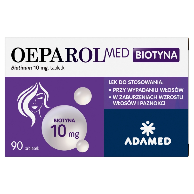 OeparolMed Biotyna 10 mg, tabletki wzmacniające włosy i paznokcie, 90 szt.