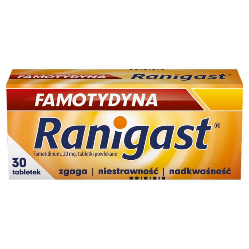 Famotydyna Ranigast, tabletki na zgagę i niestrawność, 30 szt.