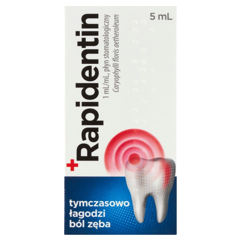 Rapidentin, płyn do stosowania w jamie ustnej łagodzący tymczasowy ból zęba, 5 ml