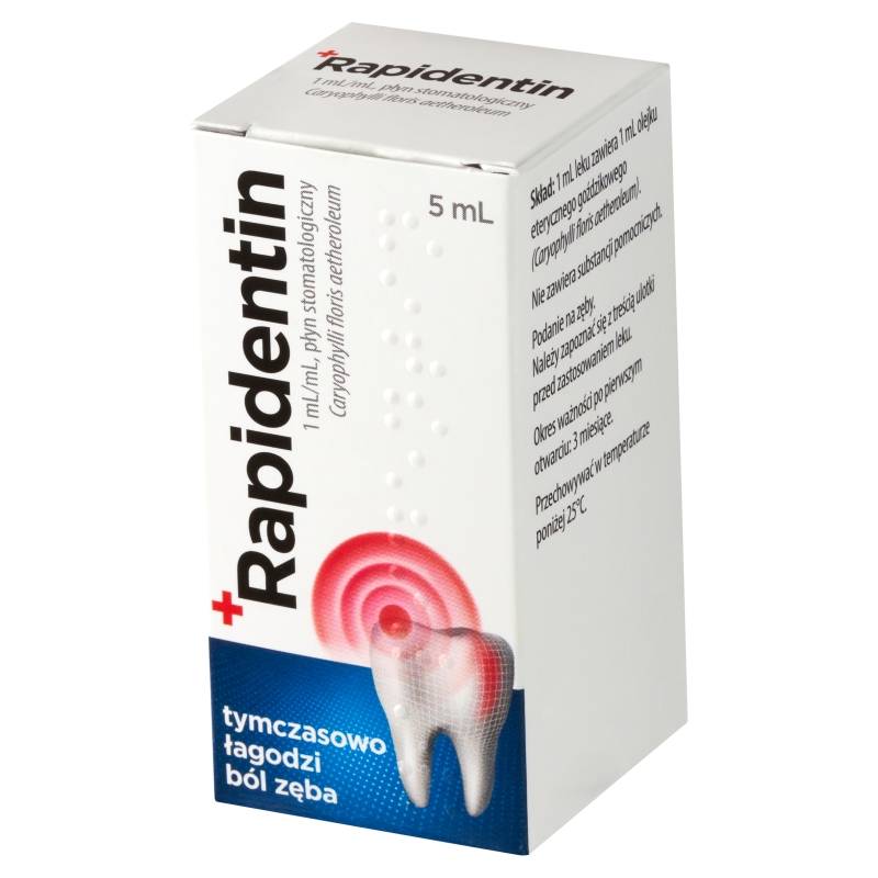 Rapidentin, płyn do stosowania w jamie ustnej łagodzący tymczasowy ból zęba, 5 ml