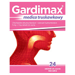Gardimax Medica Junior tabletki do ssania dla dzieci łagodzące ból gardła o smaku truskawkowym, 24 szt.