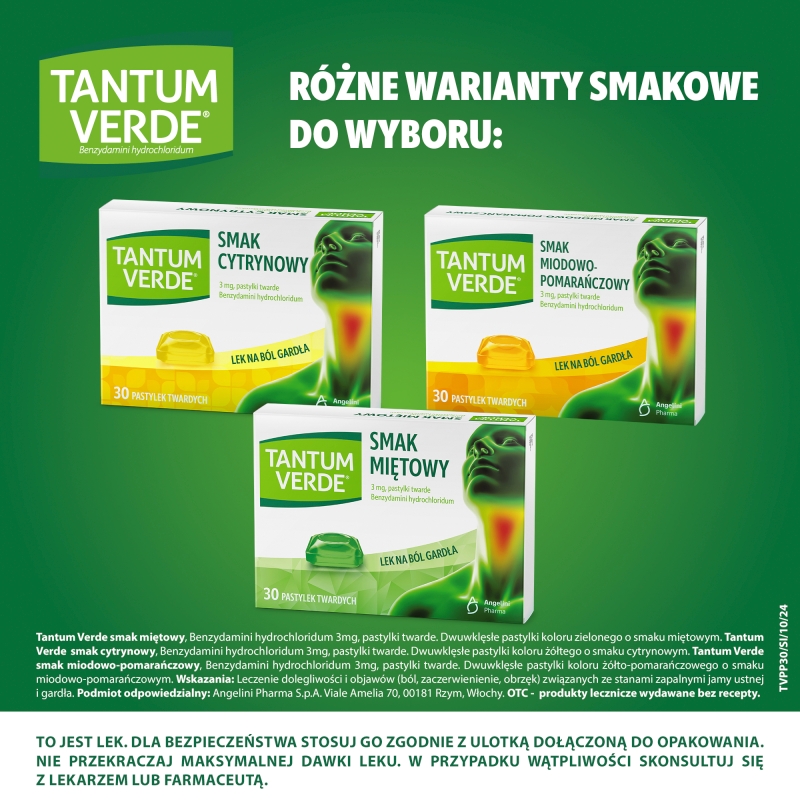 Tantum Verde, 30 pastylek do ssania, miodowo-pomarańczowe