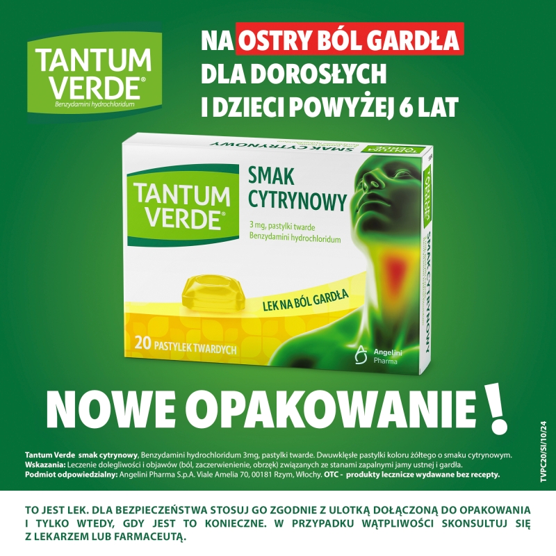 Tantum Verde, pastylki do ssania, cytrynowy, 20 szt.